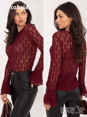 Дамска блуза с разкроени ръкави, 4цвята , снимка 2 - Блузи с дълъг ръкав и пуловери - 52856360