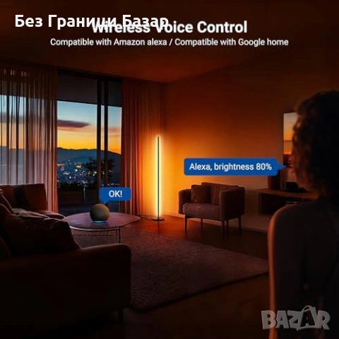Нова ъглова NEEWER NF04 Смарт RGBW LED подова лампа 1000lm Alexa WiFi осветления дом, снимка 2 - Лед осветление - 54042671