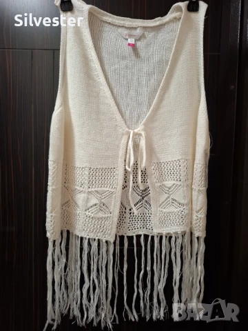 Дамско плетено елече на ресни, Чисто ново, размер XL 