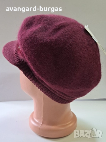 322 Дамска бутикова шапка каскет - ангора, снимка 3 - Шапки - 52529959