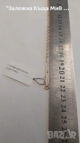Златно колие 1.33гр. 14к.  р-р22см, снимка 2 - Колиета, медальони, синджири - 54027919