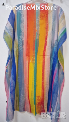 Туника-рокля за плажа в модерни цветни принтове и в свободна права кройка, универсален размер, снимка 6 - Други - 44995541