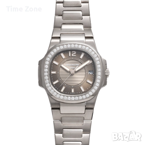 Patek Philippe Nautilus 32mm White Gold Diamond Grey Dial Дамски