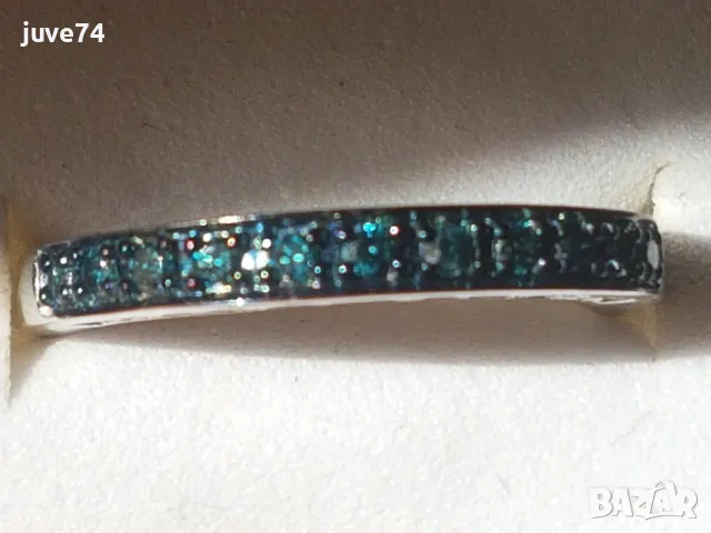СРЕБЪРЕН ПРЪСТЕН СЪС СИНИ ДИАМАНТИ (АФРИКА)