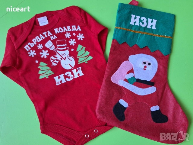 Коледно бебешко боди, снимка 2 - Комплекти за бебе - 52897125