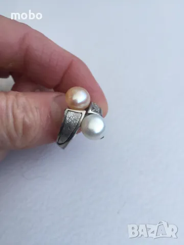 Красив нов сребърен пръстен с бял и розов седеф,общо тегло 8.21г ,проба 925. , снимка 3 - Пръстени - 49674862