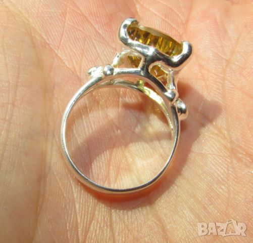 925 сребърен пръстен с лимонов кварц 17x12мм, тегло 6.3гр., снимка 6 - Пръстени - 46388452