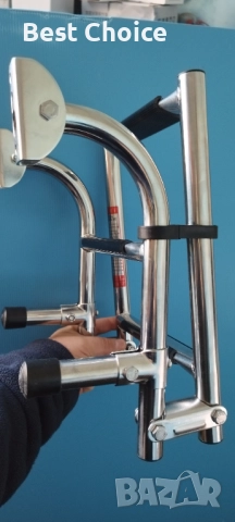 Сгъваема стълба, неръждаема стомана, 3 неплъзгащ се стъпала, сребриста, капацитет 160кг, снимка 4 - Екипировка - 52478263