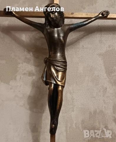 Стар бронзов кръст със разпятие, снимка 4 - Антикварни и старинни предмети - 51161066