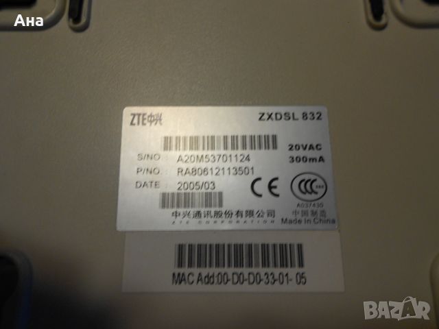 ADSL МОДЕМ  ZXDSL 831/832, снимка 5 - Мрежови адаптери - 45359423