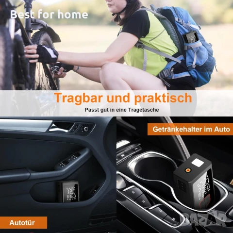 Електрическа въздушна помпа, компресор с батерия 7800 mAh, снимка 7 - Аксесоари и консумативи - 51157978