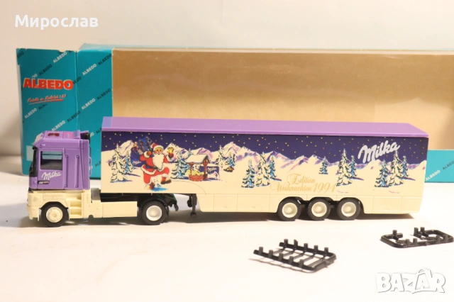 ALBEDO 1:87 H0 MILKA RENAULT MAGNUM КАМИОН РЕМАРКЕ МОДЕЛ, снимка 2 - Колекции - 53803127