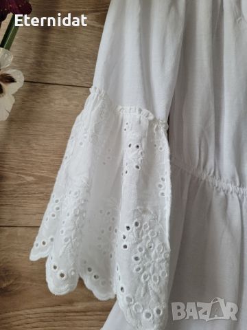 Бяла рокля рязана дантела памучна материя , снимка 2 - Рокли - 45730464