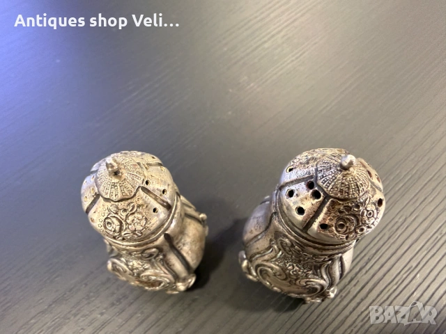 Стар сребърен комплект за сол и пипер №7941, снимка 2 - Антикварни и старинни предмети - 53810337