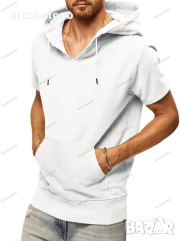 Мъжка ежедневна тениска с качулка и къс ръкав, 5цвята , снимка 12 - Тениски - 40243201