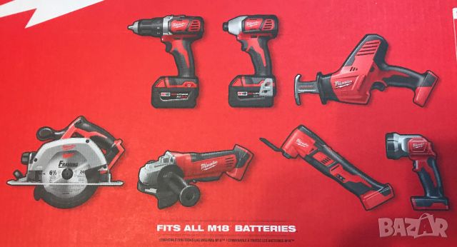 Milwaukee M18 18V Безжичен комбиниран комплект с 7 инструмента от САЩ, снимка 5 - Куфари с инструменти - 46716516