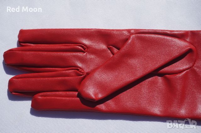 Дълги Червени Ръкавици От Изкуствена Кожа Размер S , снимка 5 - Ръкавици - 45483312