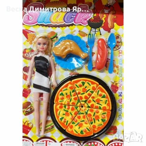 Детски комплект „Snack Time“ с кукла и играчки храна