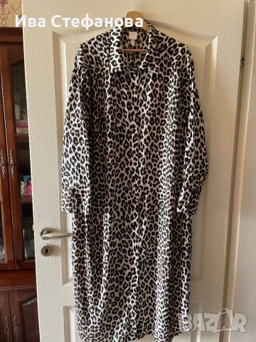 Нова ежедневна дълга елегантна леопардова тигрова рокля риза hm h&m вискоза , снимка 4 - Рокли - 45863584