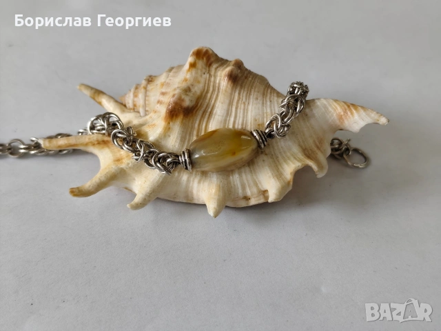 Сребърна гривна с ахат 950