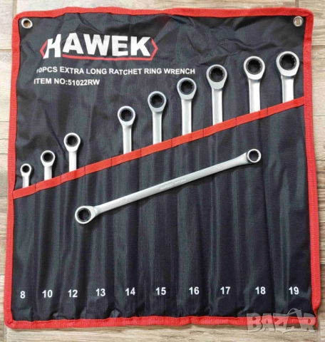 Комплект 10 броя УДЪЛЖЕНИ тресчотни звездогаечни ключове 8-19 мм, снимка 3 - Ключове - 52670813