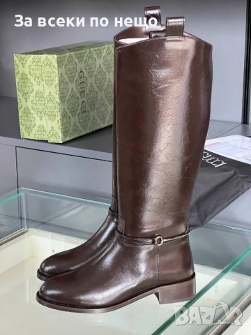 Gucci Дамски Зимни Кожени Ботуши - 2 Налични Цвята Код E1080, снимка 13 - Дамски ботуши - 52347675