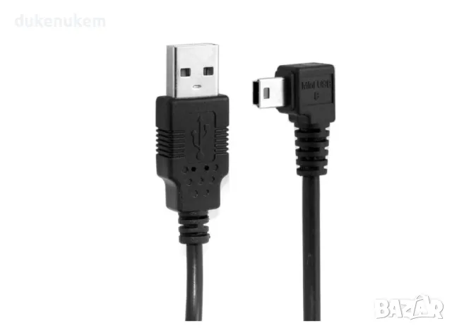 НОВ! USB 2.0 към Mini USB-B 5Pin Data кабел 3м ъглов 90 градуса, снимка 1 - Кабели и адаптери - 47195805