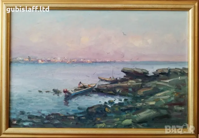 Картина, море, скали, худ, Г. Паунов-Паунец, 2008 г., снимка 1 - Картини - 48035220