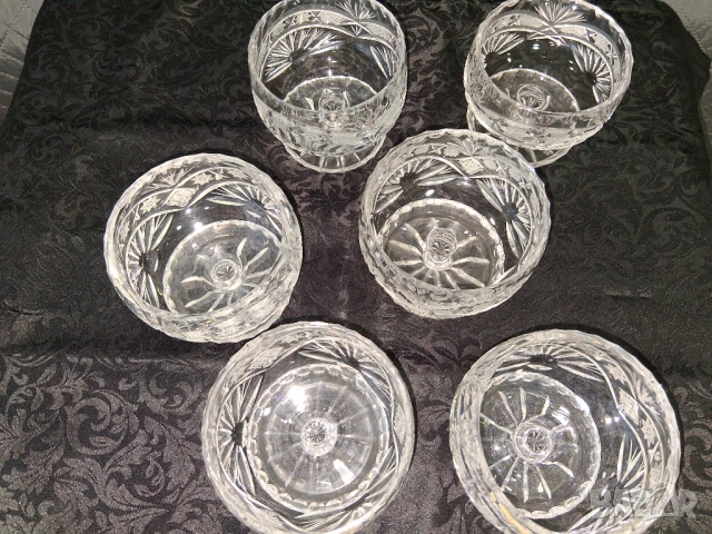 Кристални чаши за мелба/десерт 6бр, снимка 4 - Сервизи - 53516634
