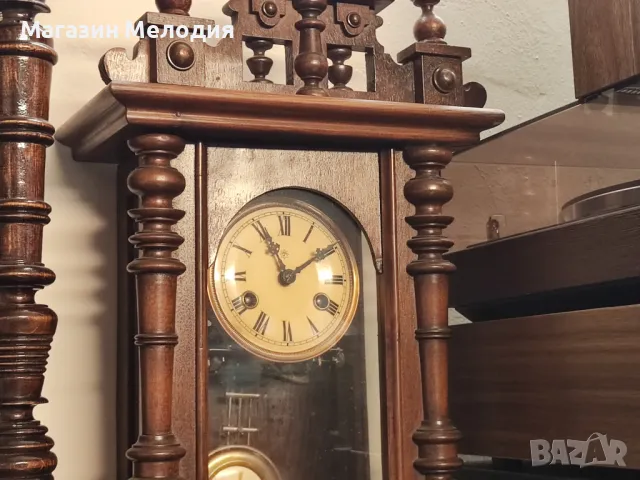 🕒 Немски стенен античен часовник Junghans на около 100г. Напълно автентичен. Профилактиран, готов з, снимка 5 - Стенни часовници - 50092630