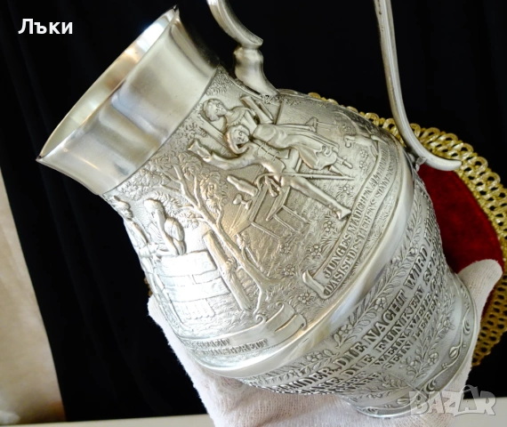 Калаена кана за вино,релефни картини,сертификат. , снимка 7 - Антикварни и старинни предмети - 53660746