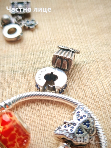 Седем Оригинални Сребърни Талисмани PANDORA Пандора плюс Една Гривна Пандора, снимка 4 - Гривни - 51870425