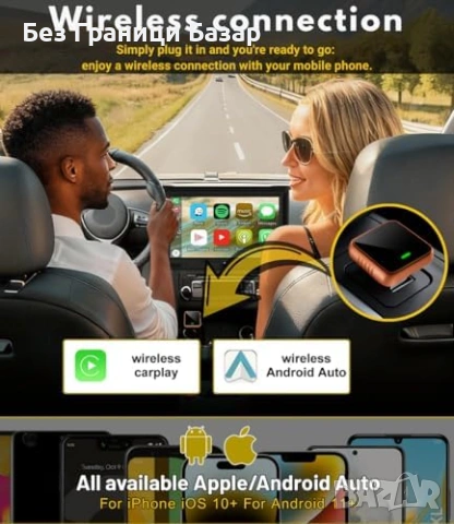 Нов Wireless CarPlay Android Auto адаптер 5.8GHz WiFi AIR за автомобил кола, снимка 8 - Друга електроника - 53648565
