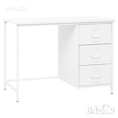 vidaXL Индустриално бюро с чекмеджета, бяло, 105x52x75 см, стомана(SKU:339635, снимка 1 - Бюра - 45541161