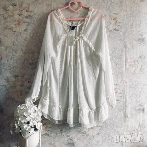 Елегантна нежна бяла туника блуза за бременни бременна H&M MAMA р. L-XL, снимка 4 - Дрехи за бременни - 45713606