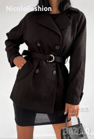 Велурено палто в черно  , снимка 6 - Палта, манта - 45535881