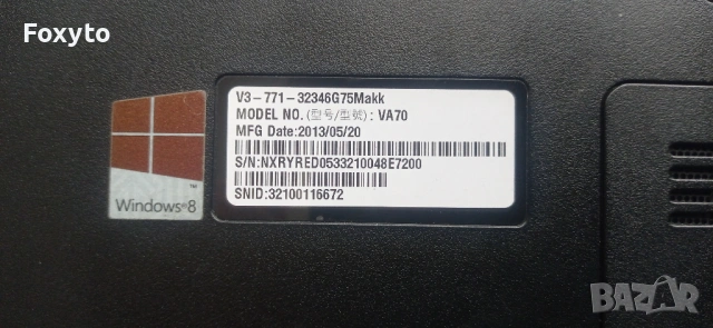 Laptop 17,3" Acer Aspire V3-771, Intel Core i5-2520M, 8 GB RAM, SSD+HDD , снимка 4 - Лаптопи за дома - 53131079