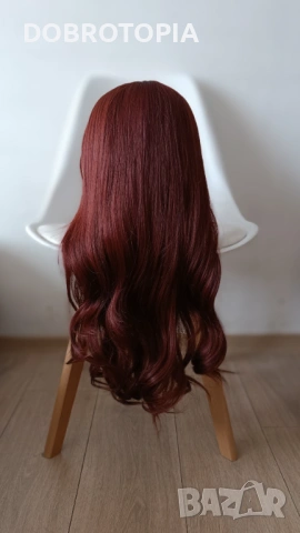 Дълга дамска перука в магнетичен червен цвят, снимка 12 - Аксесоари за коса - 53038052