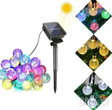 Соларен гирлянд от 30 лампи със сменящи се цветове и 6 светлинни режима, снимка 3 - Други - 45216483