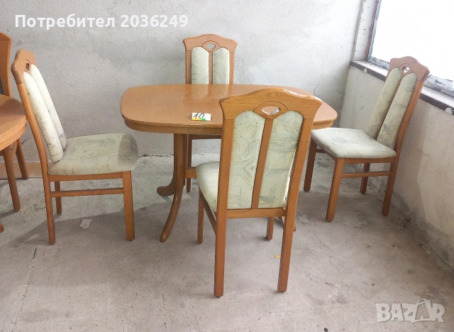Комплект масивна разтегателна маса с 4 стола, снимка 2 - Маси - 53432324