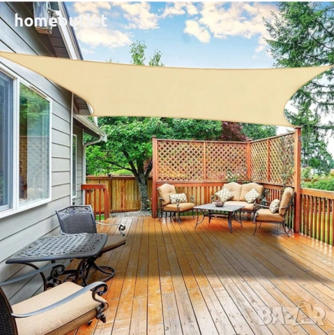 ПРОМОЦИЯ Водоустойчива тента с 95% UV защита, размер 4х4м - цвят крем / сиво, снимка 2 - Огради и мрежи - 54146881