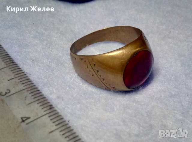 СТАРИНЕН КЛАСИЧЕСКИ КАТАЛИНЕН МЕДЕН ПРЪСТЕН СТИЛНО РЪЧНО ОРНАМЕНТИРАН РЯДКО РЕТРО БИЖУ 41174, снимка 8 - Антикварни и старинни предмети - 50528655