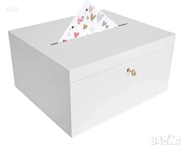 Дървена кутия за парични подаръци с отвор, ключалка и ключ