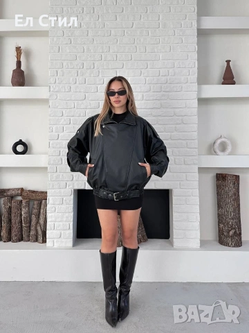 💎Кожено яке с м л oversize,Еконт, снимка 2 - Якета - 54074545