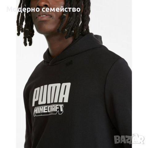 Мъжко спортно горнище puma x minecraft graphic hoodie black, снимка 3 - Суичъри - 46788561