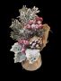 Изкуствен коледен декор с шишарки и борови клонки Modern White Flora в зебло, снимка 1 - Декорация за дома - 45479854