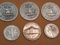 6 американски сребърни монети 5 цента, 10 цента, четвърт долар, снимка 8