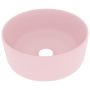 vidaXL Луксозна кръгла мивка, матово розова, 40x15 см, керамика, снимка 1 - Мивки - 46030613