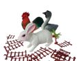 Детски Комплект големи домашни животни - патица, петел, заек, снимка 1 - Фигурки - 45743038