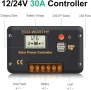 PWM соларен контролер 30A за 12V и 24V системи с LCD дисплей и USB портове, снимка 6